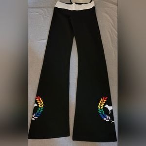 Rare new vs pink flare leg yoga leggings with rainbow logos